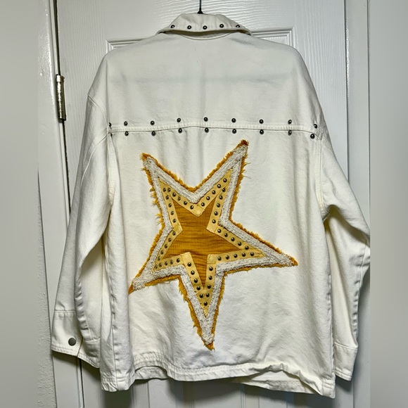 White Studded Jean Jacket with Star Embellishment - Picture 8 of 8
